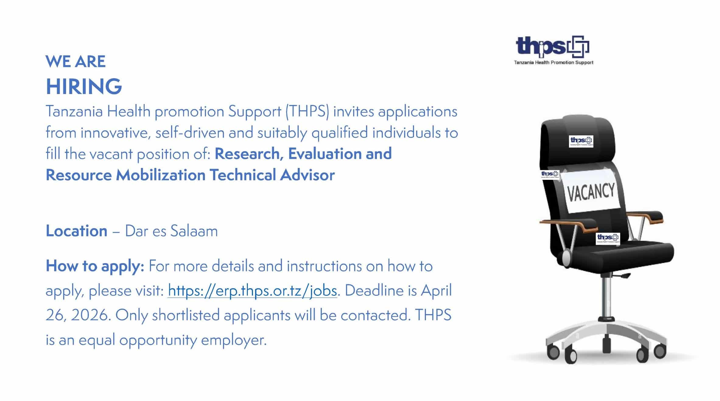 Vacancy: Research, Evaluation and Resource Mobilization Technical Advisor
